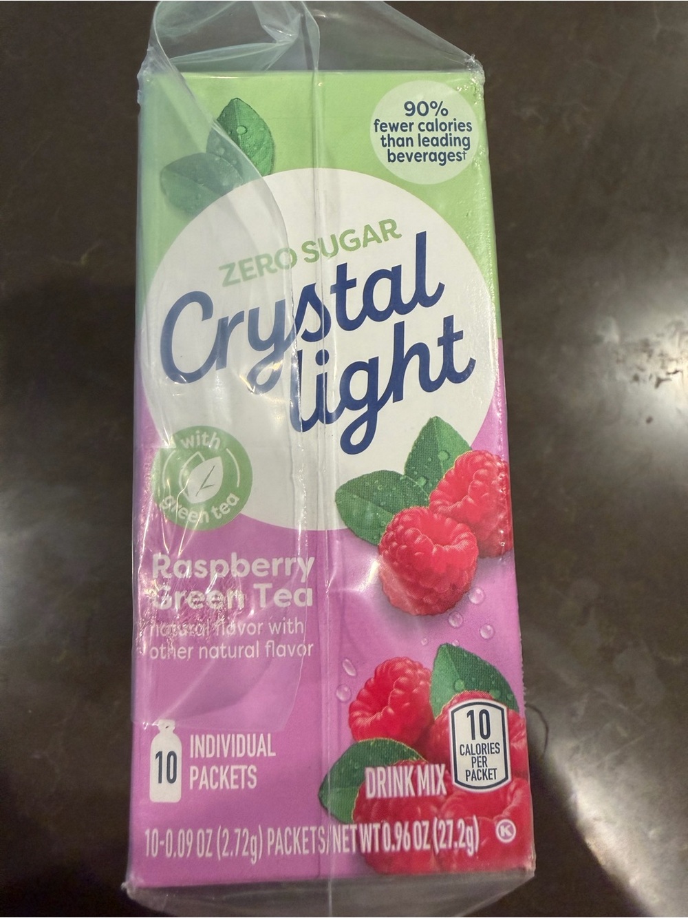 NIB 4 Pack Crystal Light Zero Sugar Raspberry Green Tea On-The-Go Drink Mix